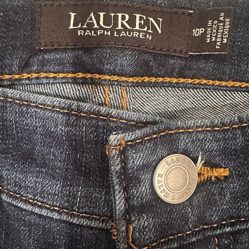Lauren Ralph Lauren Blue Straight Leg Jeans Dark Wash 10 Petite Minimalist - Picture 7 of 11